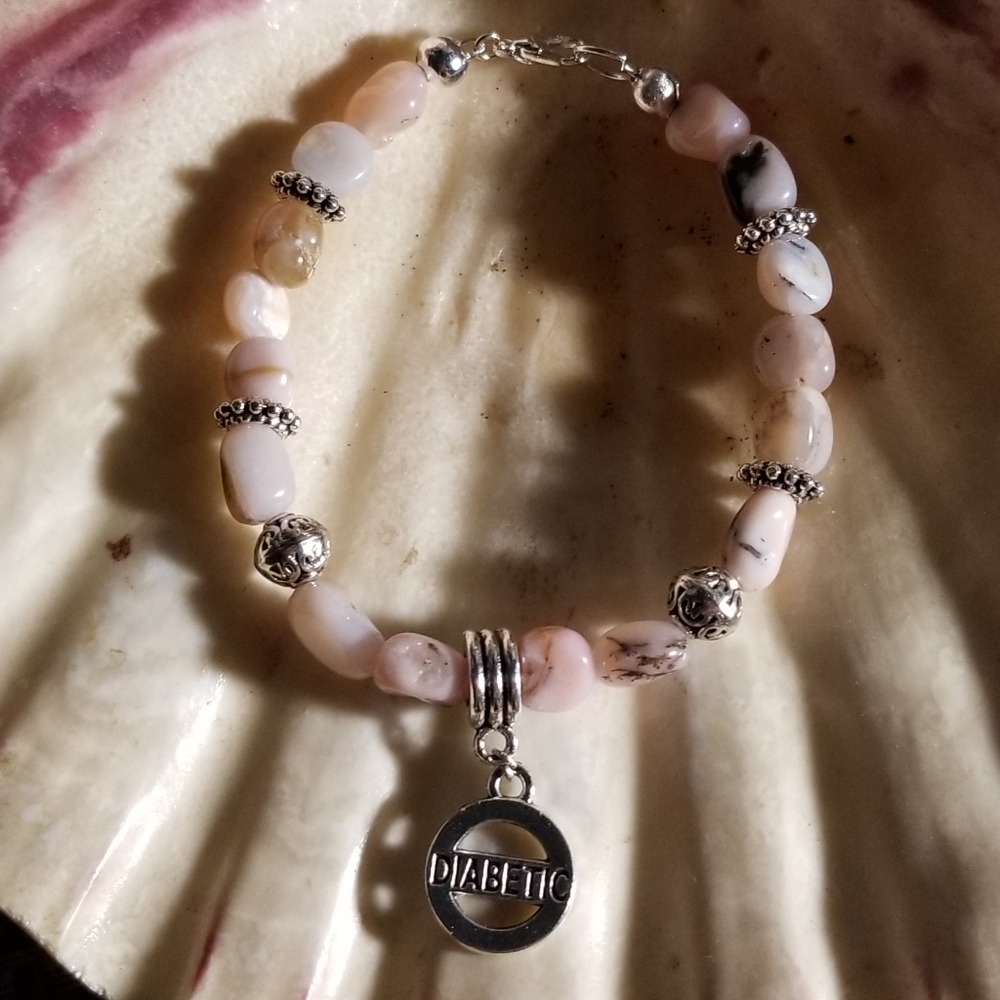 Diabetic Bracelet in Pink Opal